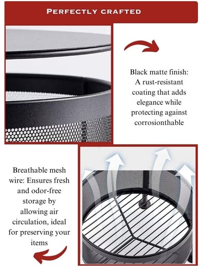 Toshionics عربة تخزين متعددة الطبقات 5 طبقات سوداء 34x34x90 سم - Image 4