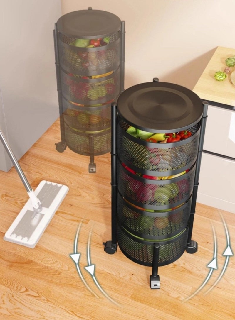 Toshionics عربة تخزين متعددة الطبقات 5 طبقات سوداء 34x34x90 سم - Image 2