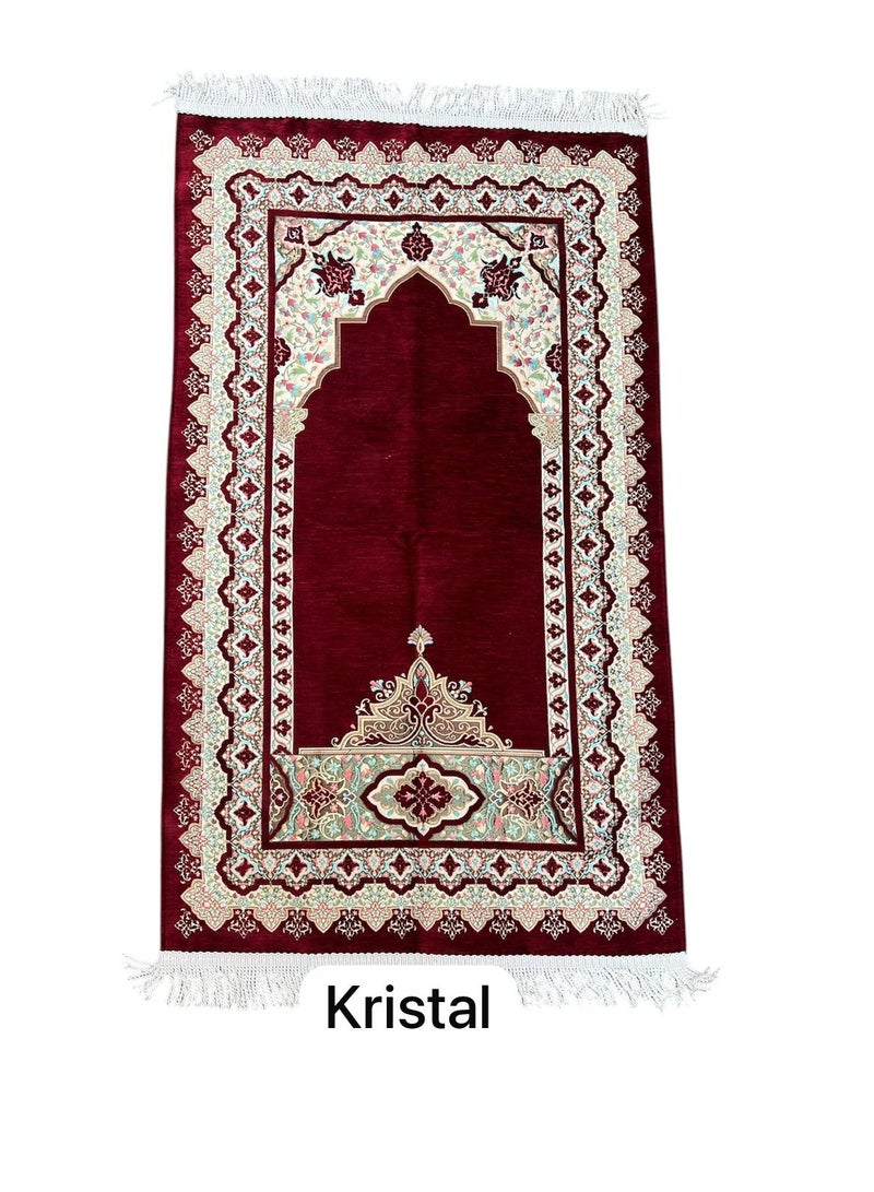 Sky Shine Burgundy Royal Velvet – Deluxe Arch Prayer Mat (Kristal) - Image 2