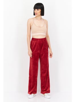 TRIUMPH Women Straight Leg Velvet Trouser, Maroon  - Image 3
