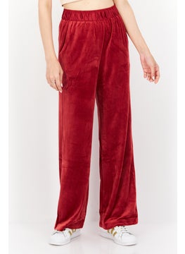 TRIUMPH Women Straight Leg Velvet Trouser, Maroon  - Image 1