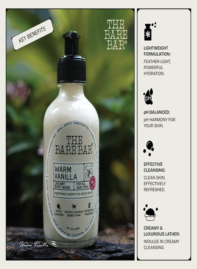 The Bare Bar Warm Vanilla Creamy Cleanser Body Wash - 200 ml | Nourishing Shower Gel | Paraben and Sulphate free | Removes Tan and Brightens Skin | 0.05% Salicylic acid | Men & Women - Image 3