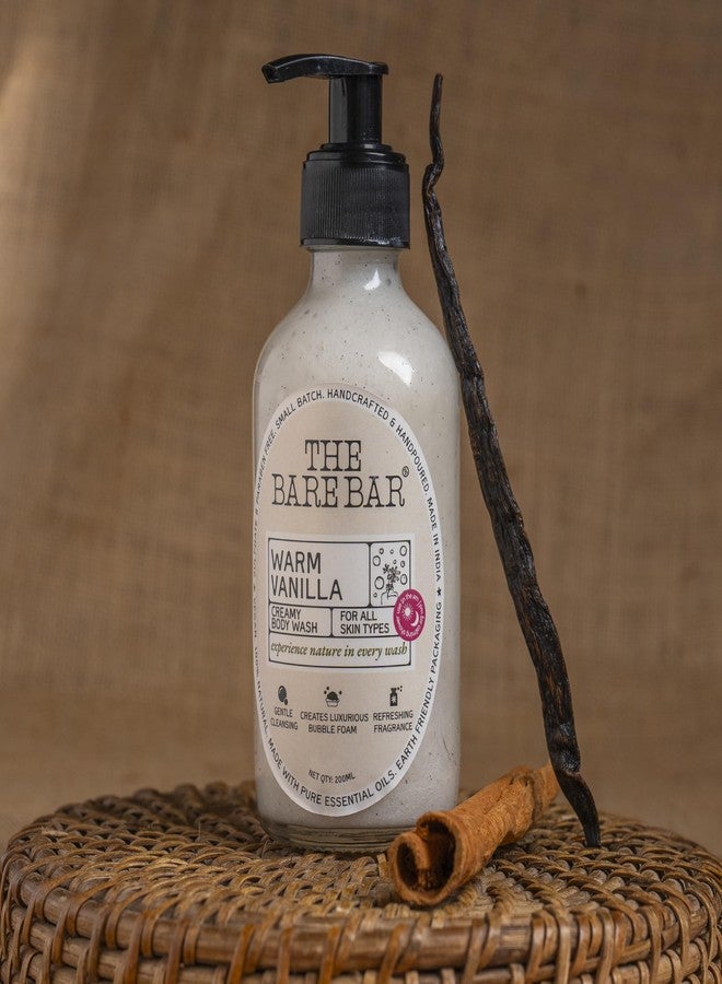 The Bare Bar Warm Vanilla Creamy Cleanser Body Wash - 200 ml | Nourishing Shower Gel | Paraben and Sulphate free | Removes Tan and Brightens Skin | 0.05% Salicylic acid | Men & Women - Image 1