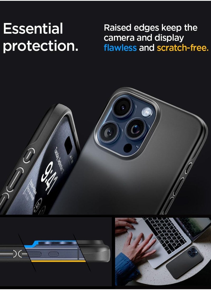 Spigen Thin Fit Compatible With iPhone 15 Pro Case Cover - Black  - Image 5