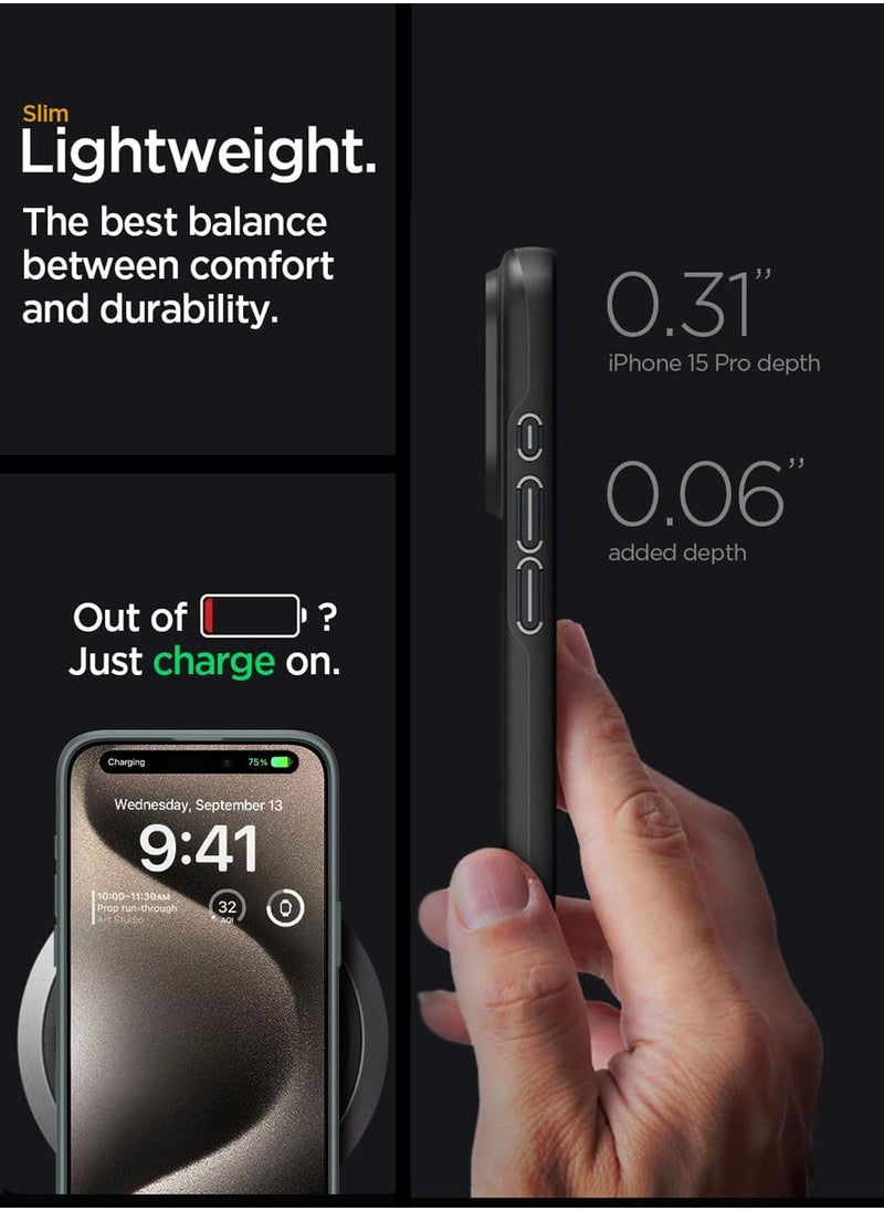 Spigen - Thin Fit Compatible With iPhone 15 Pro Case Cover - Black - Image 1