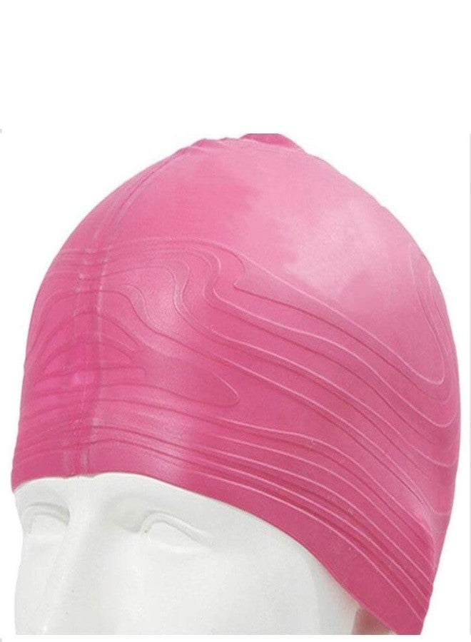 UDKI Silicone Swimming Cap | F/S | Pack of 1 | Pink Textured Swim Cap | for All Age Group - Image 3