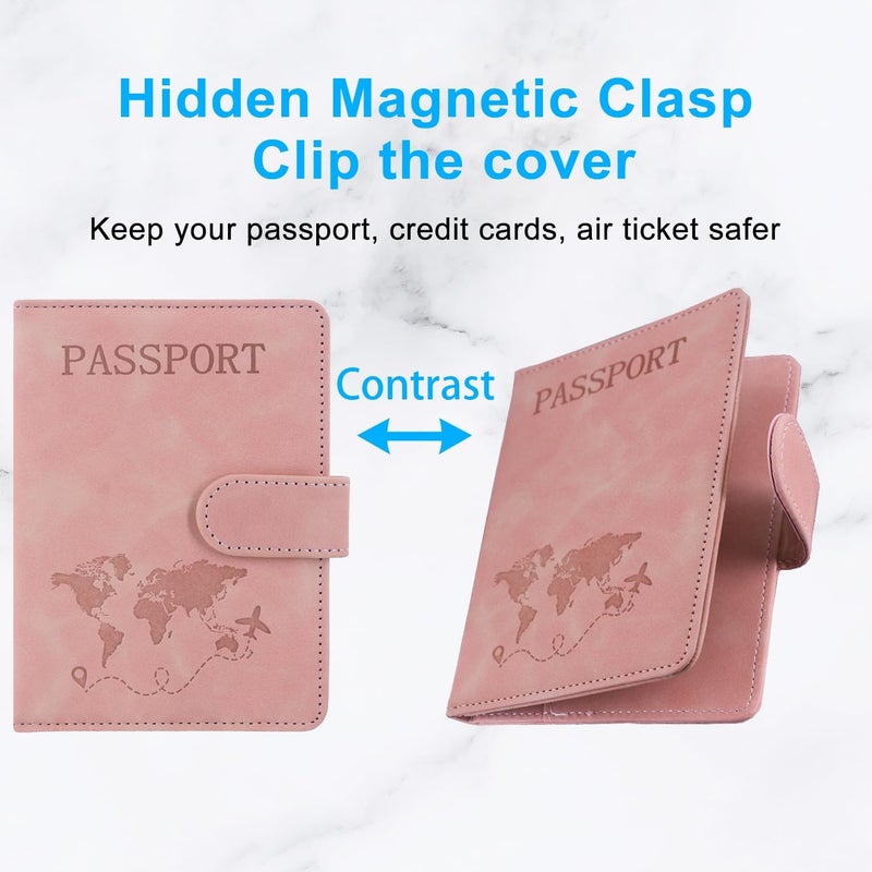 ACdream Passport Holder for Travel Essentials, Rfid Blocking Passport Wallet Cover Case for Travel Must Haves Accessories, Book Holders for Women/Men, Pink - Image 4