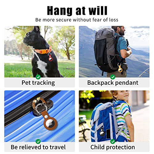 QYQa 4 Pack Airtag Holder for Apple Air Tag Keychain, PU Leather Airtag Case, Air Tagsmate for Luggage, Comes with Ring Metal Snap Keyring for Luggage, Keys, Pets, Kids Bag - Image 5