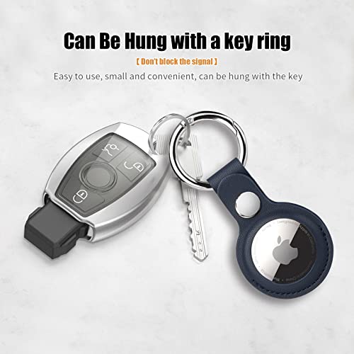 QYQa 4 Pack Airtag Holder for Apple Air Tag Keychain, PU Leather Airtag Case, Air Tagsmate for Luggage, Comes with Ring Metal Snap Keyring for Luggage, Keys, Pets, Kids Bag - Image 4