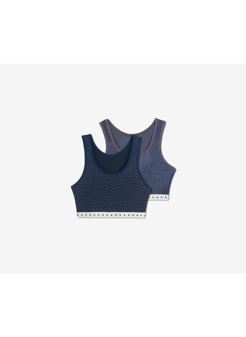 Tchibo - Girls 2pcs Printed Bras, Navy and Blue - Image 1