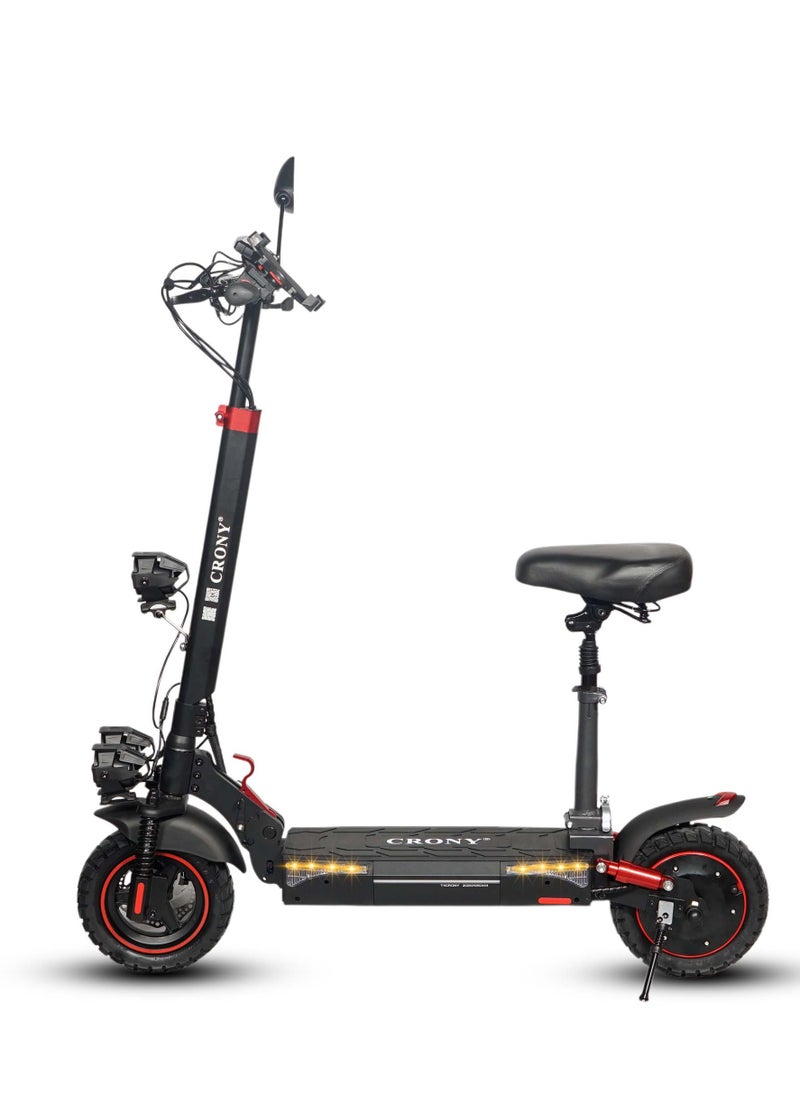 Crony T4 2000W high Speed Adult E-Scooter 48V/13AH, Max40-65kmm/h,10" Off Road Tyres,Dual Suspension＆Hydraulic Disc, Triple LED Headlamps, Big LCD Display, Easy Foldable Electric Commuter Skateboard,Smart Lock Motorized ebike,Long Range25-35KM, lightweight 25KG Aluminum frame,120KG Load Capacity Commuter Electric Scooter  - Image 2