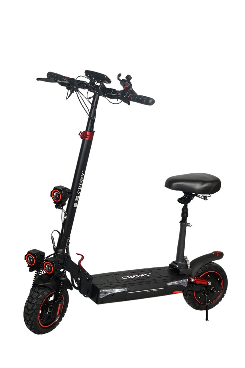Crony T4 2000W high Speed Adult E-Scooter 48V/13AH, Max40-65km/h,10" Off Road Tyres,Dual Suspension＆Hydraulic Disc, Triple LED Headlamps, Big LCD Display, Easy Foldable Electric Commuter Skateboard,Smart Lock Motorized ebike,Long Range25-35KM, lightweight 25KG Aluminum frame,120KG Load Capacity Commuter Electric Scooter - Image 1