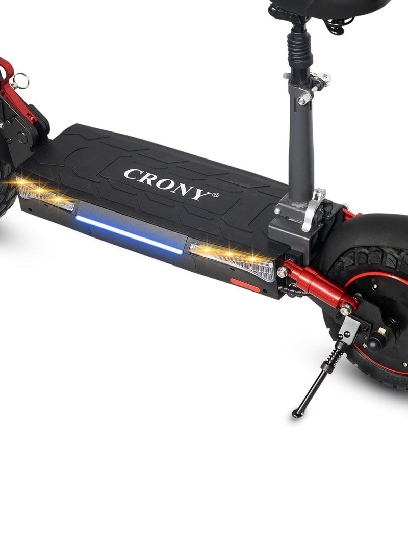 Crony T4 2000W high Speed Adult E-Scooter 48V/13AH, Max40-65km/h,10" Off Road Tyres,Dual Suspension＆Hydraulic Disc, Triple LED Headlamps, Big LCD Display, Easy Foldable Electric Commuter Skateboard,Smart Lock Motorized ebike,Long Range25-35KM, lightweight 25KG Aluminum frame,120KG Load Capacity Commuter Electric Scooter - Image 4