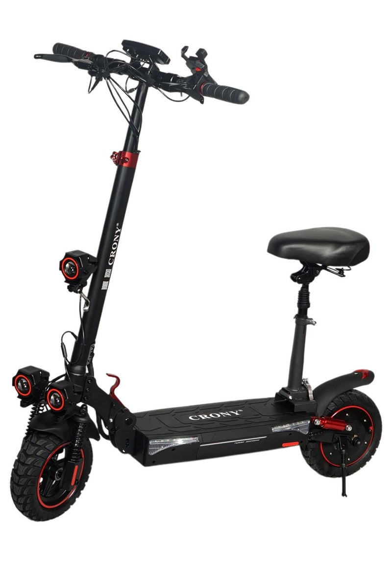 Crony T4 2000W high Speed Adult E-Scooter 48V/13AH, Max40-65km/h,10" Off Road Tyres,Dual Suspension＆Hydraulic Disc, Triple LED Headlamps, Big LCD Display, Easy Foldable Electric Commuter Skateboard,Smart Lock Motorized ebike,Long Range25-35KM, lightweight 25KG Aluminum frame,120KG Load Capacity Commuter Electric Scooter - Image 1