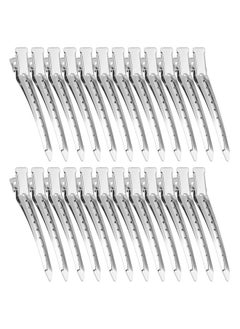 24 Pcs Duck Bill Hair Clips Hair Clips For Women Styling Sectioning Betybedy 3.5 Inches Metal Alligator Curl Clips Hair Pins For Hair Styling Hair Coloring Thick Hair Roller (Silver)