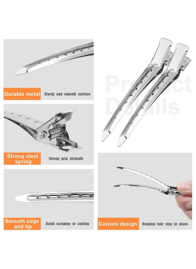 BetyBedy - 24 Pcs Duck Bill Hair Clips Hair Clips For Women Styling Sectioning Betybedy 3.5 Inches Metal Alligator Curl Clips Hair Pins For Hair Styling Hair Coloring Thick Hair Roller (Silver) - Image 1
