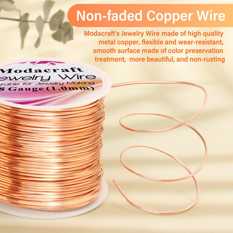 Modacraft 18 Gauge Copper Wire for Jewelry Making with 4 in 1 Plier, 65Ft/1mm Craft Beading Pure Bare Copper Wire for Jewelry Making Supplies and Crafting - Image 2