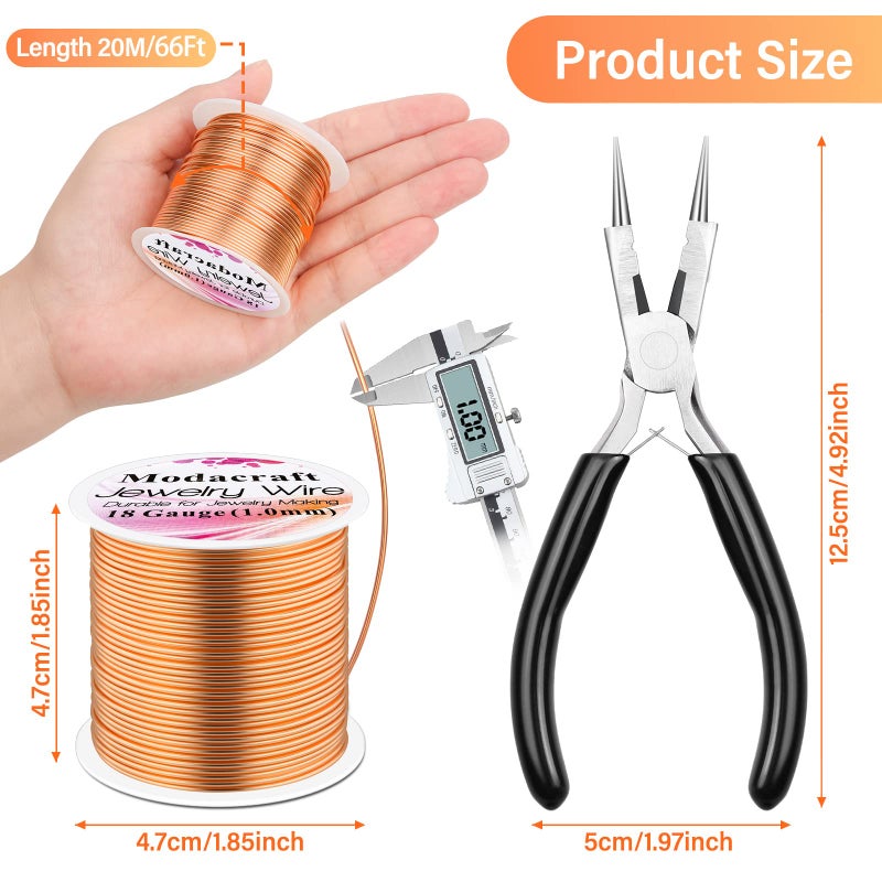 Modacraft 18 Gauge Copper Wire for Jewelry Making with 4 in 1 Plier, 65Ft/1mm Craft Beading Pure Bare Copper Wire for Jewelry Making Supplies and Crafting - Image 3