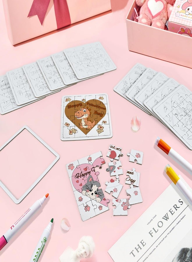 Kuabiz 24 Pcs Valentines Puzzles Color Your Own Jigsaw Puzzles with 6 Cute Designs Coloring Crafts DIY Paper Puzzles Party Favors Gifts for Valentines Parties Group Projects Prizes Holiday Birthday Supplies - Image 5