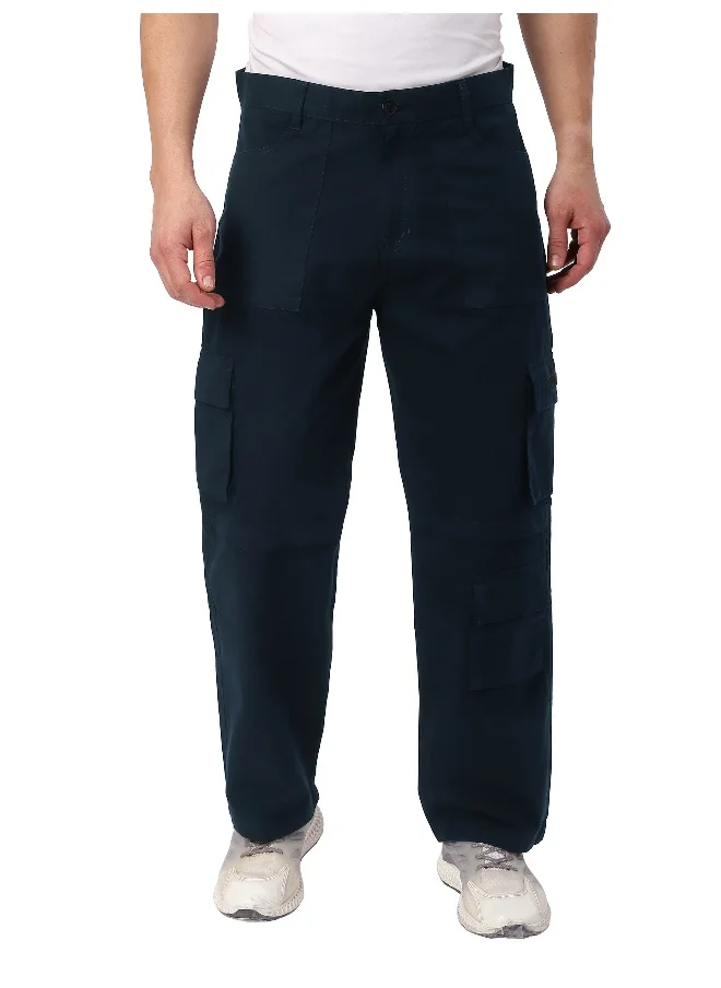 بيونغ Midnight Blue Pleated Knee Cargo Pants