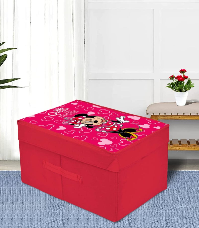 Kuber Industries Kuber Industries Disney Minnie Printed Flodable Storage Box/Organizer For Toys, Cloths And Books With Lid & Handle (Pink)-HS43KUBMART26579  - Image 2