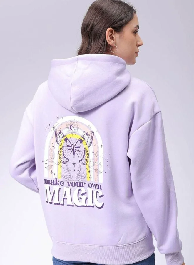 Freehand  Women Boxy Fit Graphic Printed Hooded Neck Long Sleeve Hooded Sweatshirt for Women | Best Price UAE