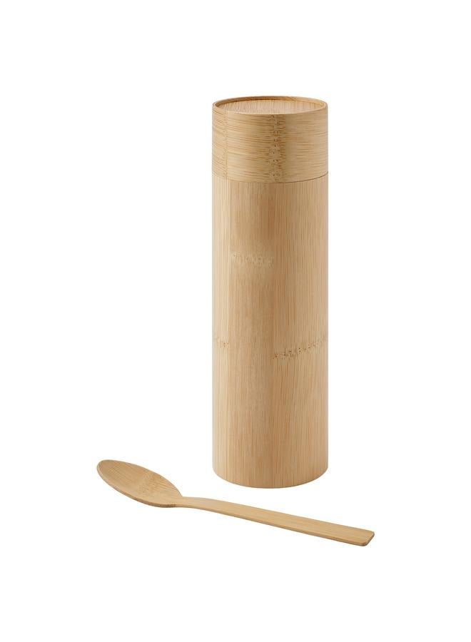 Zaboon Coffee/tea tin, with spoon bamboo veneer, 22 cm - Image 1