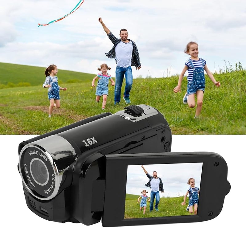 Digital Camera 16MP 1080P Vlogging with 16X Zoom Rotatable Screen Anti Shake Loop Recording Black - Image 3