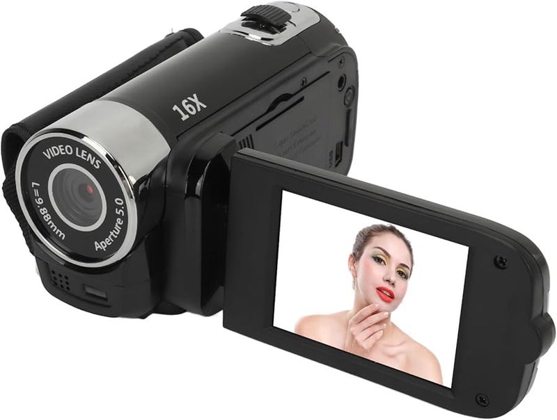 Digital Camera 16MP 1080P Vlogging with 16X Zoom Rotatable Screen Anti Shake Loop Recording Black - Image 2