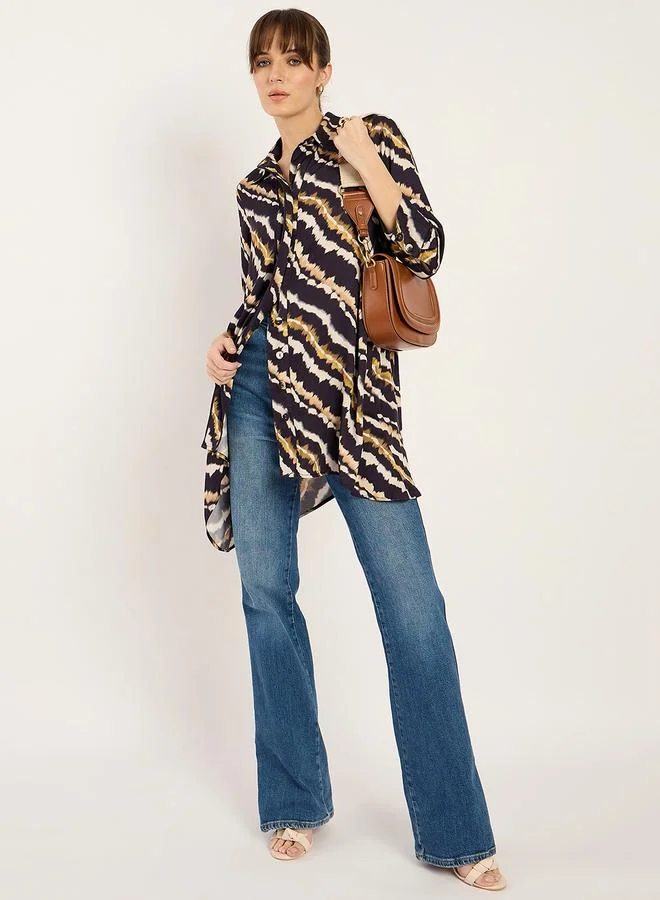 Femmella  Femmella Tie and Dye Print Asymmetric Hem Tunic for Women | Best Price UAE