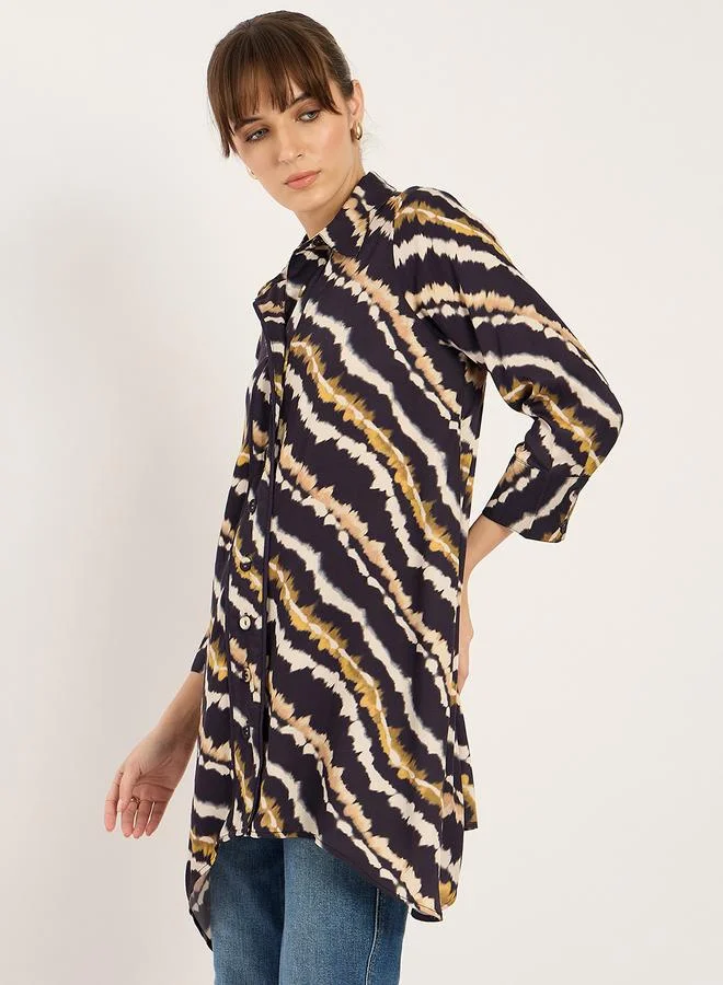 Femmella  Femmella Tie and Dye Print Asymmetric Hem Tunic for Women | Best Price UAE