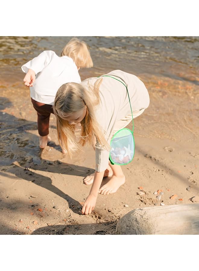 Excefore Seashell Bags For Kids Beach Mesh Shell Bag Beach Bag For Kids With Adjustable Carrying Straps For Storage Shell Collecting Fruit Vegetable Snacks Or Toys - Image 4