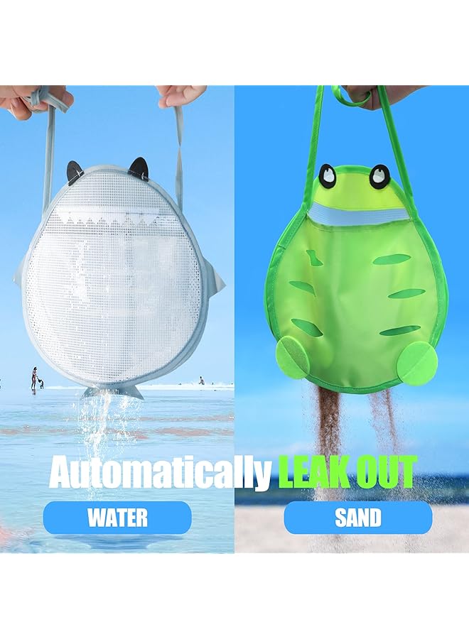 Excefore Seashell Bags For Kids Beach Mesh Shell Bag Beach Bag For Kids With Adjustable Carrying Straps For Storage Shell Collecting Fruit Vegetable Snacks Or Toys - Image 3
