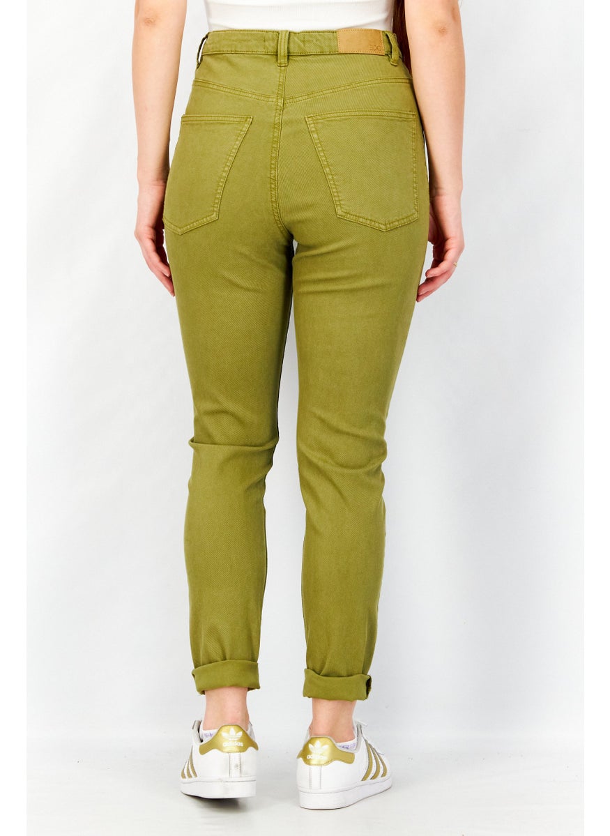 EDC Women Skinny Fit Solid Stretchable Denim Jeans, Olive  - Image 2