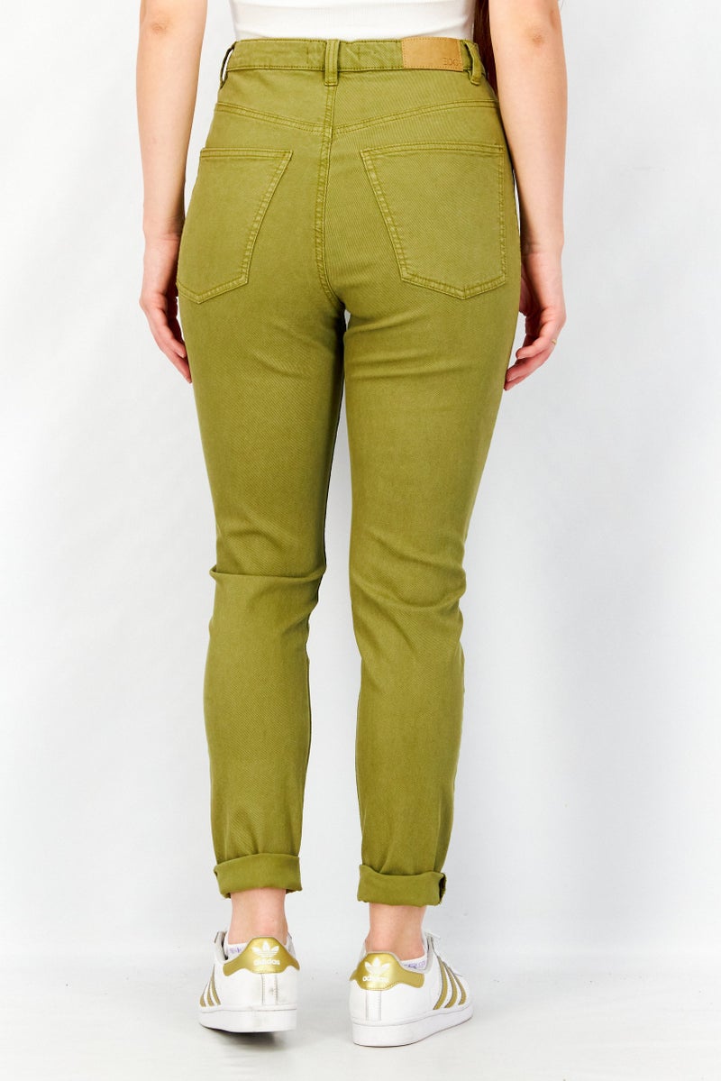 EDC Women Skinny Fit Solid Stretchable Denim Jeans, Olive - Image 4
