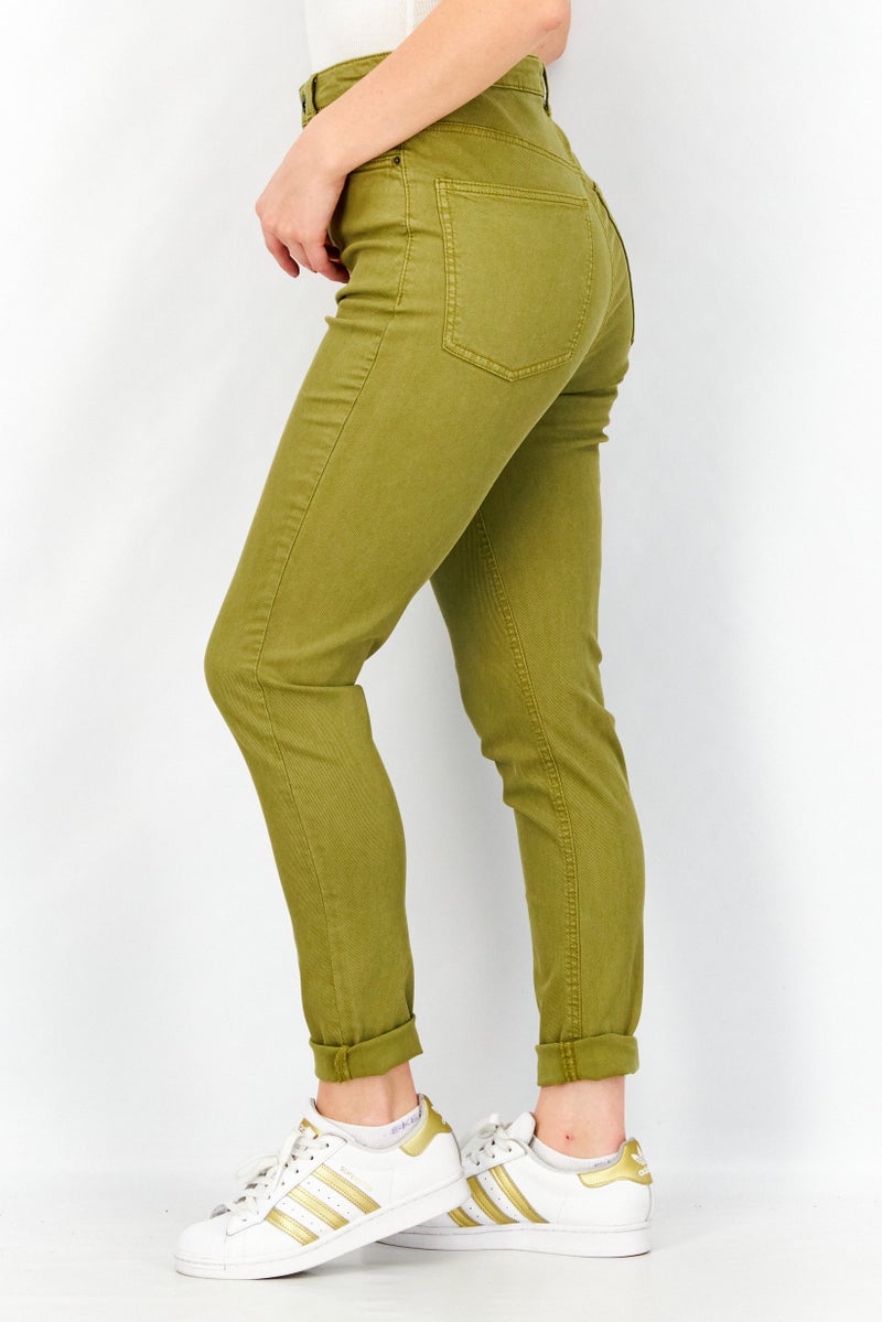EDC Women Skinny Fit Solid Stretchable Denim Jeans, Olive - Image 2