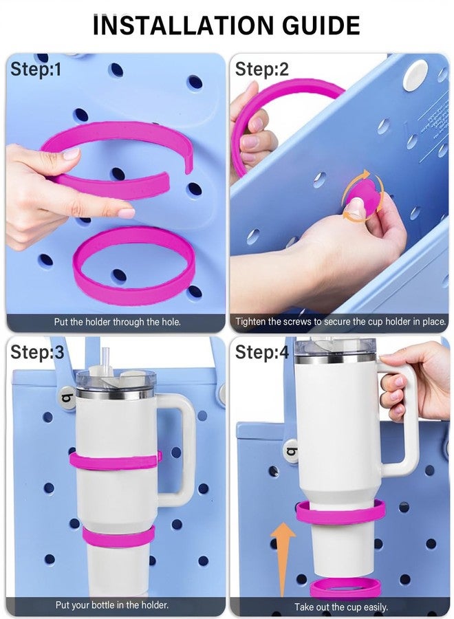 LETGO Cup Holder for Bogg Bag Compatible with Stanley Bogg Bag Cup Holder Accessories Simply Southern Beach Tote Bag(New Rose Pink) - Image 4