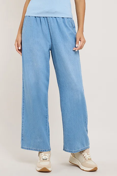 أر أند بي Washed Denim Pants with Drawstring Waist