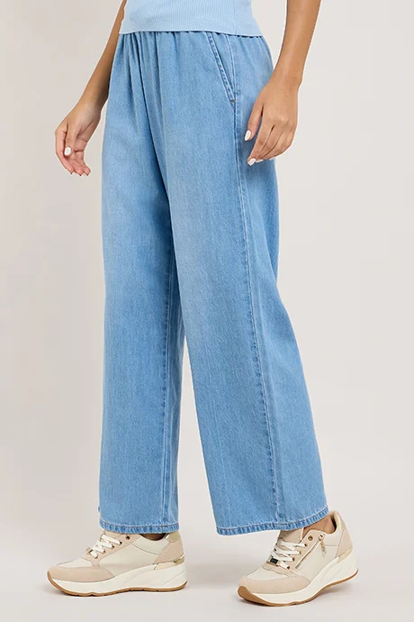 أر أند بي Washed Denim Pants with Drawstring Waist
