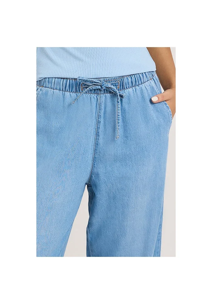 R&b  Washed Denim Pants with Drawstring Waist for Women | Best Price UAE