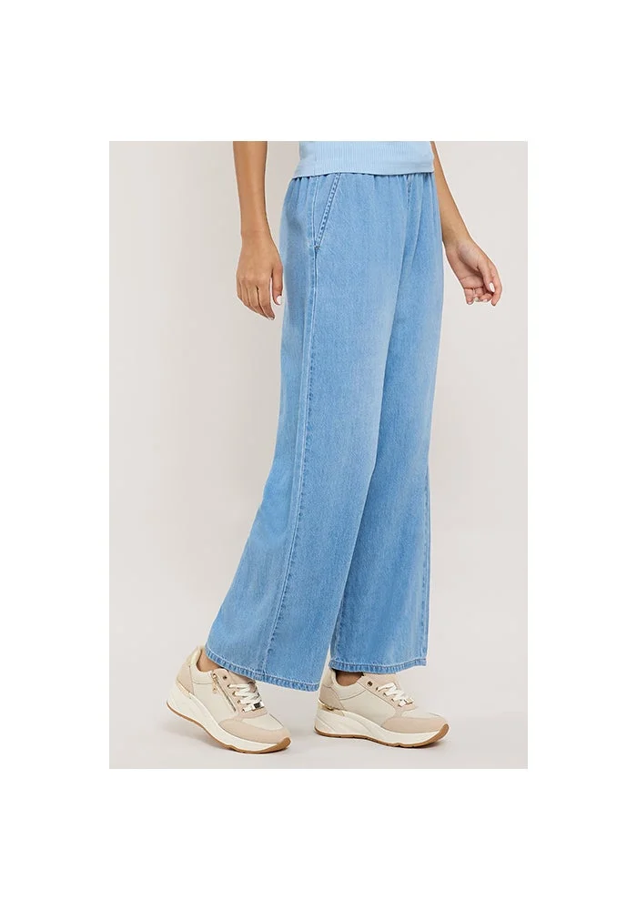 R&b  Washed Denim Pants with Drawstring Waist for Women | Best Price UAE