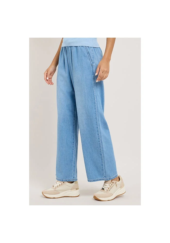 R&b  Washed Denim Pants with Drawstring Waist for Women | Best Price UAE