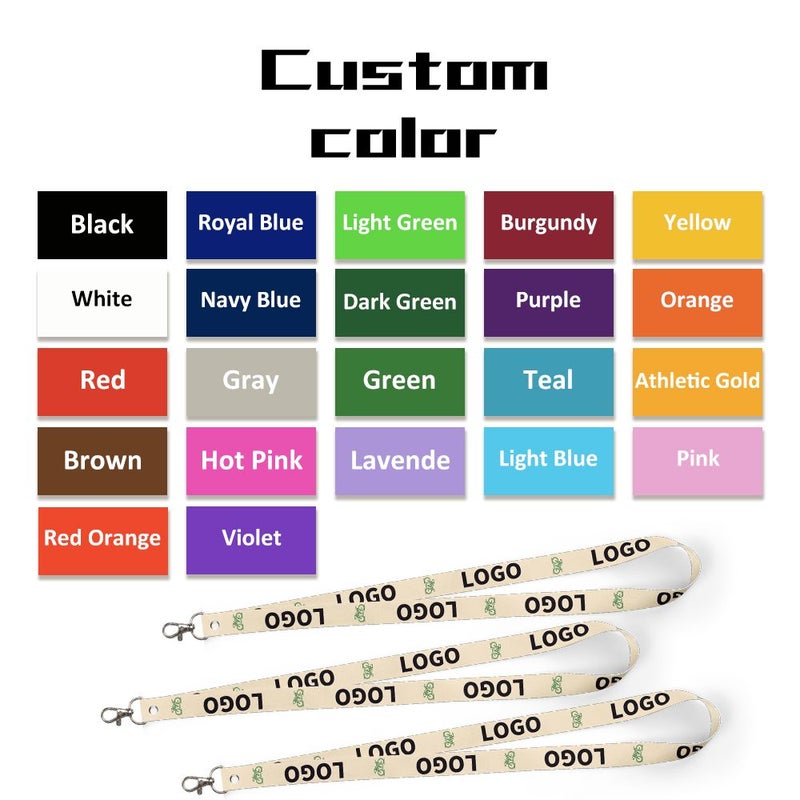 2D Custom Text Name Image Color Personalized Printed Lanyards Solid Color Polyester Fiber Wear Resistant Material Green Thickened 15 PCS Multiple Colors Available For Sports Gifts Events Exhibitions Fundraisers Office Campus Festivals ID Badge Holders - Image 1