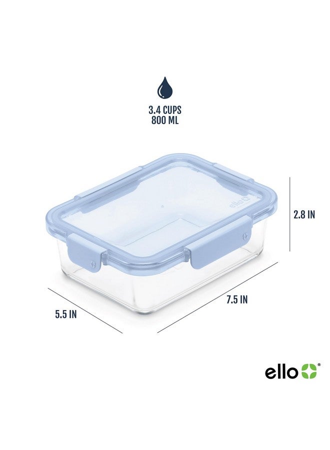 إلو مجموعة أدوات تحضير الطعام الزجاجية Ello Color Lock سعة 3.4 كوب، 10 قطع، عبوة من 5 قطع، حاويات تخزين طعام زجاجية مانعة للتسرب مع أغطية بلاستيكية محكمة الغلق وخالية من مادة BPA، آمنة للاستخدام في غسالة الأطباق والميكروويف والفريزر، لون بنفسجي - Image 2