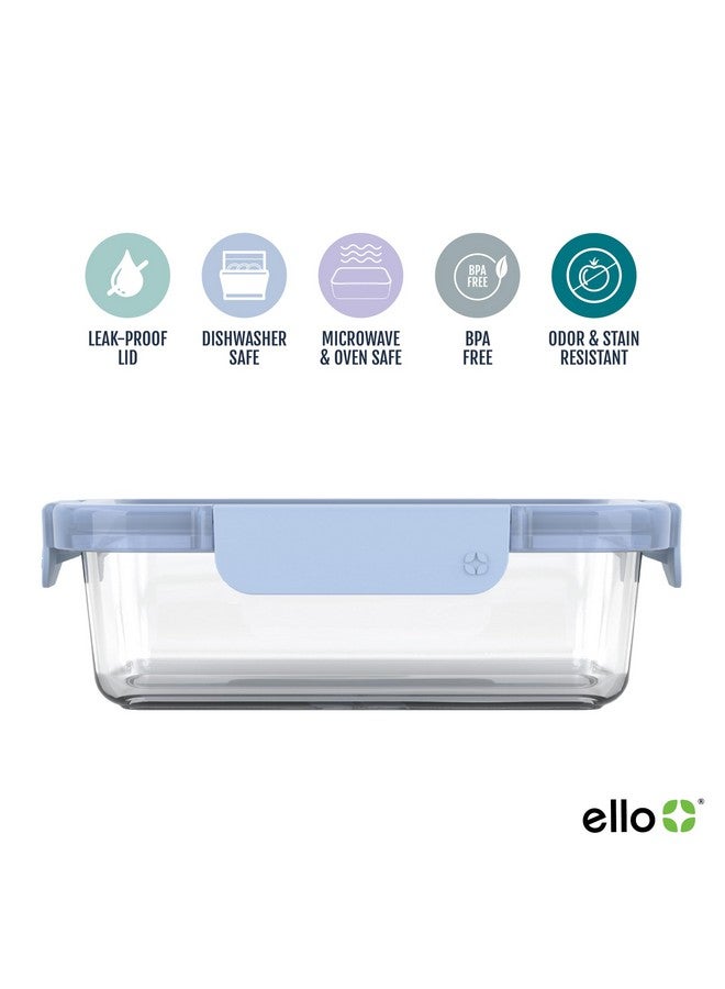 إلو مجموعة أدوات تحضير الطعام الزجاجية Ello Color Lock سعة 3.4 كوب، 10 قطع، عبوة من 5 قطع، حاويات تخزين طعام زجاجية مانعة للتسرب مع أغطية بلاستيكية محكمة الغلق وخالية من مادة BPA، آمنة للاستخدام في غسالة الأطباق والميكروويف والفريزر، لون بنفسجي - Image 1