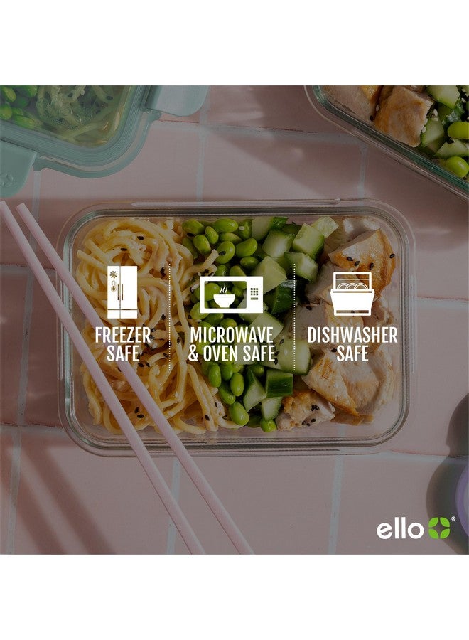 إلو مجموعة أدوات تحضير الطعام الزجاجية Ello Color Lock سعة 3.4 كوب، 10 قطع، عبوة من 5 قطع، حاويات تخزين طعام زجاجية مانعة للتسرب مع أغطية بلاستيكية محكمة الغلق وخالية من مادة BPA، آمنة للاستخدام في غسالة الأطباق والميكروويف والفريزر، لون بنفسجي - Image 3