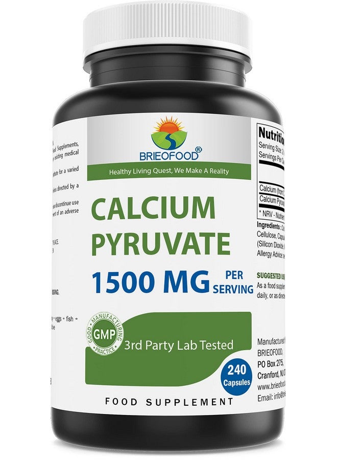 Brieofood Calcium Pyruvate 1500mg per Serving - 240 Vegetarian Capsules - Image 1