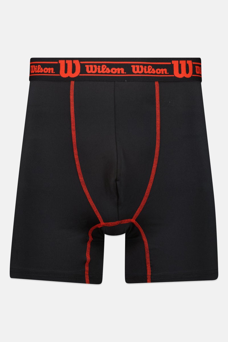Wilson Men 3 Pieces Brand Logo Boxer Briefs, Black - Image 3