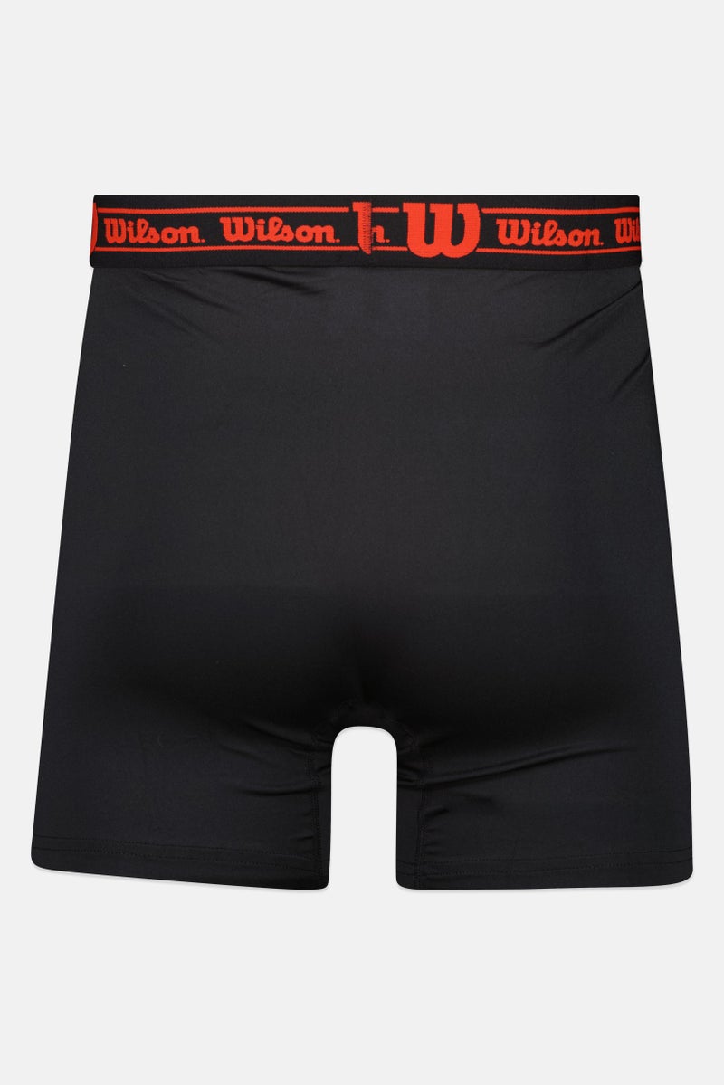 Wilson Men 3 Pieces Brand Logo Boxer Briefs, Black - Image 2