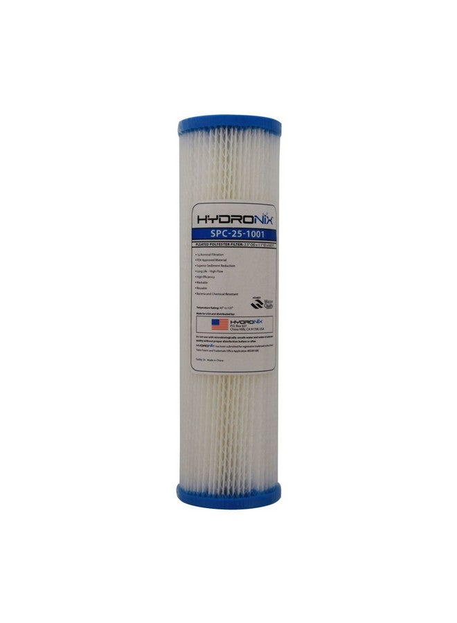 Hydronix SPC-25-1001 Universal Whole House Sediment Pleated Water Filter, Washable and Reusable, 2.5" x 10" - 1 Micron - Image 1
